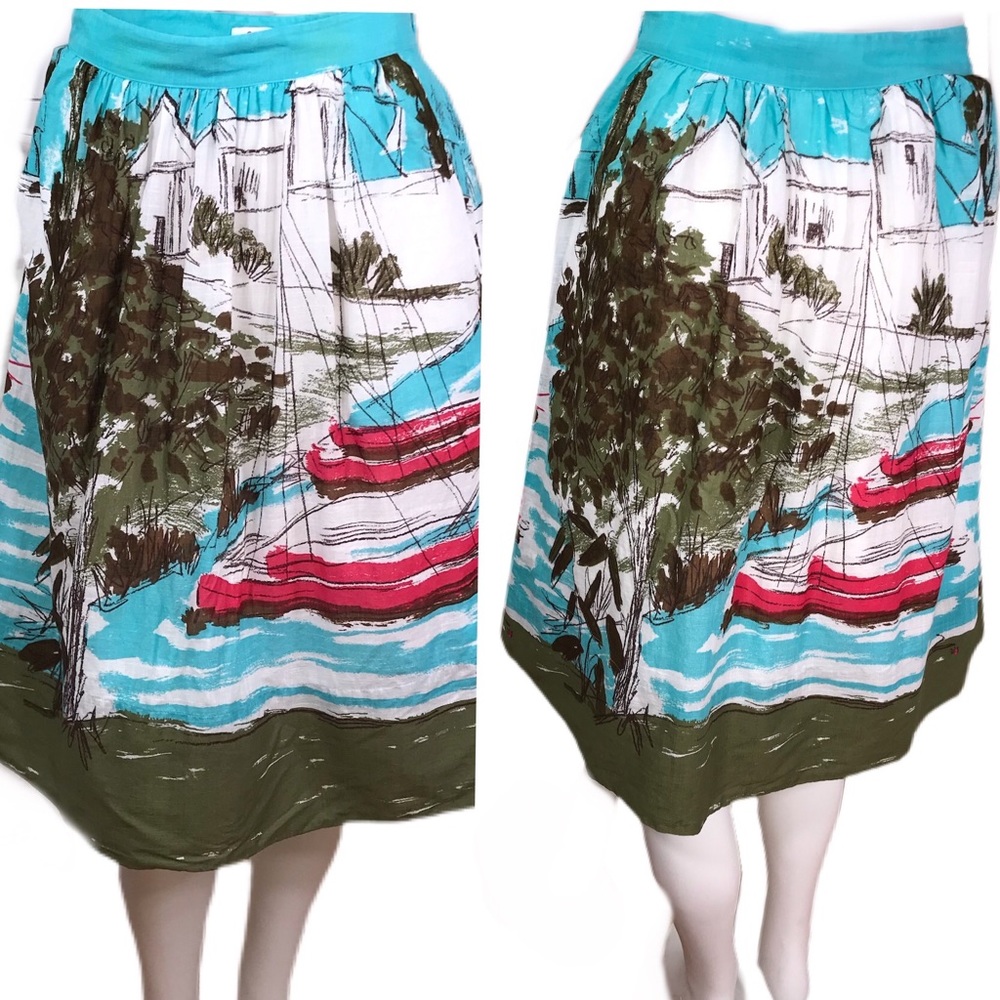 Anthropologie We love Vera Size 2 Nautical Skirt Sea bound Boat